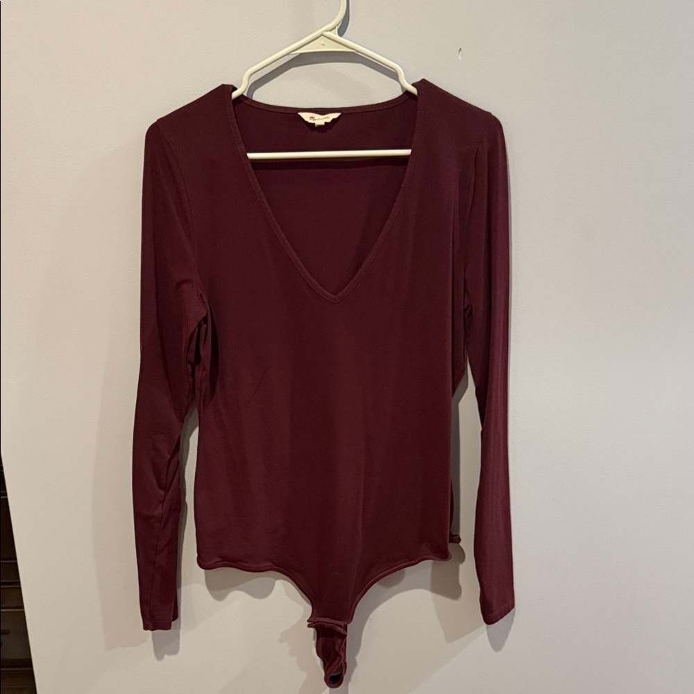 Madewell Deep Red Long Sleeve Bodysuit